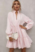Frilled Stand Collar Long Sleeve Ruffle Dress
